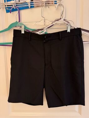 Peter Millar Black Flat Front Golf Shorts